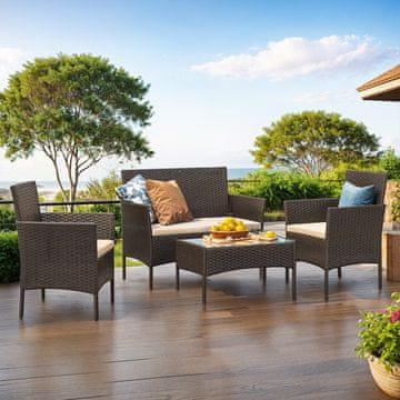 Songmics Vrtni namještaj set, lounge set, smeđa