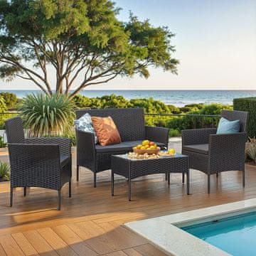 Songmics Vrtni namještaj set, lounge set, crni