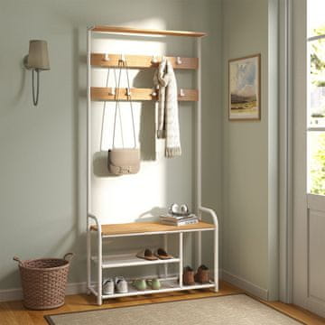Songmics Vješalica za kapute 30x85x180.5 cm hrast
