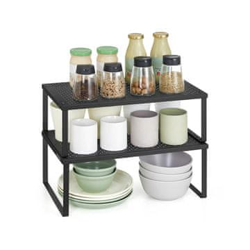 Songmics Set držača začina 2 komada 22.9x40x15.4 cm crni metal
