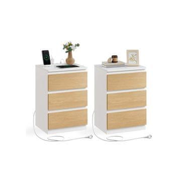 Songmics Noćni ormarić s 3 ladice 35x40x59 cm Bijeli