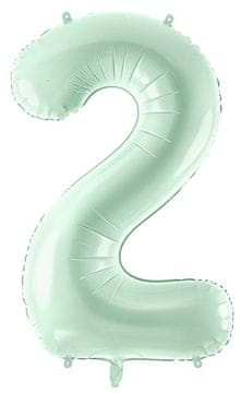 PartyDeco Balon od folije broj 2 DVA, zelena, 72cm