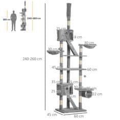 Homestar Stablo za mačke 60x45x240-260 cm Svijetlo siva