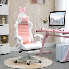 Homestar Gaming stolac ergonomski s lumbalnom potporom i naslonom za noge 65x63x136 cm ružičasti