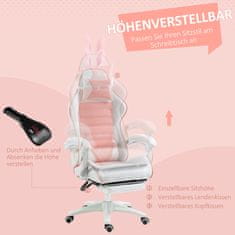 Homestar Gaming stolac ergonomski s lumbalnom potporom i naslonom za noge 65x63x136 cm ružičasti
