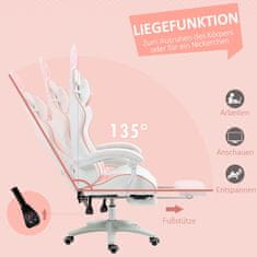 Homestar Gaming stolac ergonomski s lumbalnom potporom i naslonom za noge 65x63x136 cm ružičasti