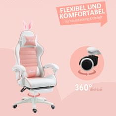 Homestar Gaming stolac ergonomski s lumbalnom potporom i naslonom za noge 65x63x136 cm ružičasti