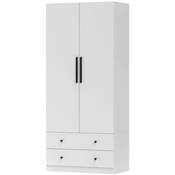 Homestar Ormar 2 vrata s šipkom za odjeću i 2 ladice 79x43x180 cm Bijeli