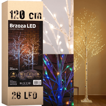 Božićno drvce 26 LED - svijetleća breza 60 cm Breza 60cm 26 Led božićno drvce dekoracija hladna boja MORE&DECO