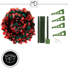 Umjetna božićna jelka POP UP crvena 150 cm sklopiva s postoljem, LED dekoracije 3m MORE&DECO