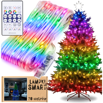 Pametne božićne lampice 200 LED 20m, šarene, s daljinskim upravljačem, USB, MORE&DECO