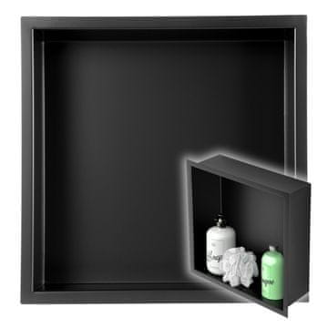 Ugradbena polica 30x30x10 cm mat crna za kupaonicu