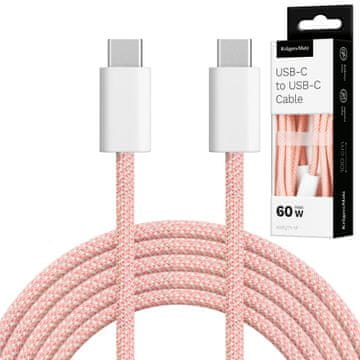 Krüger&Matz Kabel USB tipa C na USB tipa C, 60 W, 1 m, ružičasti, Kruger&Matz Basic