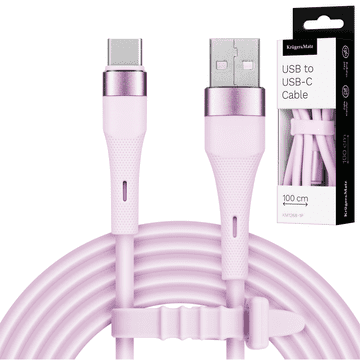 Krüger&Matz Kabel usb - usb tip c 1 m 15w silikonski ružičasti kruger&matz basic