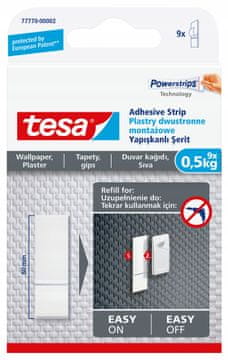 Tesa TESA Plastri za montażu, samoljepljive trake do 0,5 kg, za tapete i žbuku, 9 komada