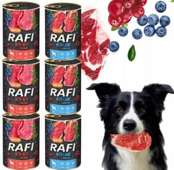 RAFI Komplet 6x400g mokra hrana za pse RAFI mješavina okusa (janjetina, govedina)