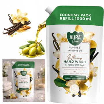AURA Aura care ručni sapun za dopunu vanilija i bademovo ulje 1000 ml AHW-002-003