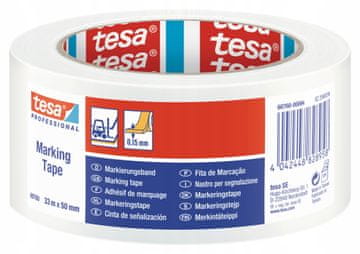 Tesa TESA samoljepljiva PVC traka upozorenja za označavanje, bijela, 33m x 50mm