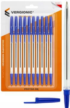 Vergionic Kemijska olovka, set, plava, prozirna, 1mm, 10 komada, za ured i školu