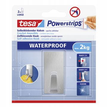 Tesa TESA kuka za vješanje, samoljepljiva, vodootporna, srebrna, do 2 kg