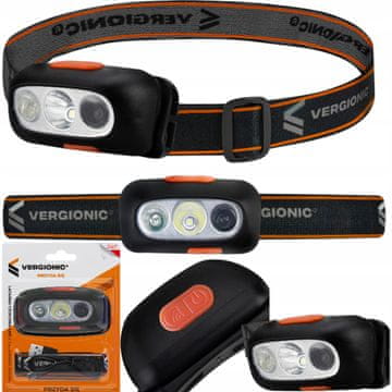 Vergionic Latarka czołowa LED VERGIONIC s pokretnim senzorom USB, vodootporna