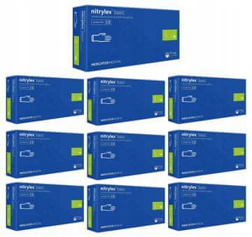 MERCATOR MEDICAL Nitrilne rukavice 100 kom. Nitrylex Basic tamnoplave 7-S - 10 pak.