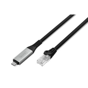 Digitus Digitus USB-C na RJ45 Ethernet kabel, 1Gbps, 10m