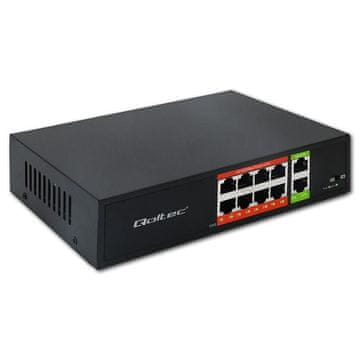 Qoltec Qoltec 8x RJ45 PoE Switch, 2x Uplink, 120W, 10/100 Mb/s