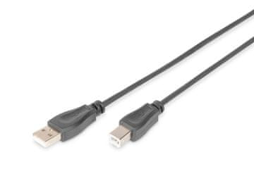 Digitus Kabel za pisač usb digitus 2.0 a/m - usb b/m, 1,8m, bakar, crni