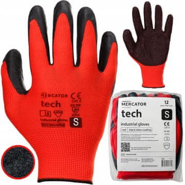 Rukavice za rad MERCATOR Tech Red+Black Latex - S - 12 pari
