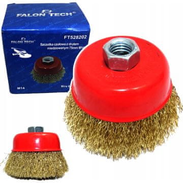 FALON-TECH Češana čelična žičana četka 125 mm M14, mjedena, frontalna
