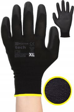 Radne rukavice MERCATOR Tech Black+Black PU - XL - 1 par