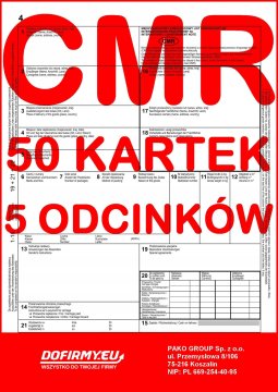 CMR teretnica 50 listova - 5 primjeraka - 10 kompleta