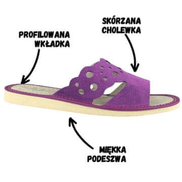Kožne papuče za žene, ljubičaste kućne papuče 37