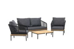 Venture Design AB Set za sjedenje, Andorra, Stol 27x90x60 cm Stolica 79,5x70x74 cm Sofa 79,5x70x148 cm, Crna