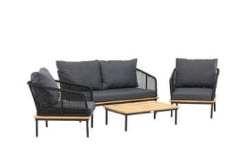 Venture Design AB Set za sjedenje, Andorra, Stol 27x90x60 cm Stolica 79,5x70x74 cm Sofa 79,5x70x148 cm, Crna