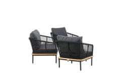 Venture Design AB Set za sjedenje, Andorra, Stol 27x90x60 cm Stolica 79,5x70x74 cm Sofa 79,5x70x148 cm, Crna