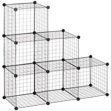 Homestar Modularni regal za police, žičani kockasti organizator, 109x37x109 cm, crni