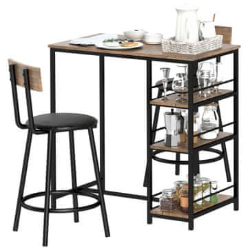 Homestar Set barskog stola 3 dijela s policama i 2 barske stolice 90x50x90,5 cm hrast