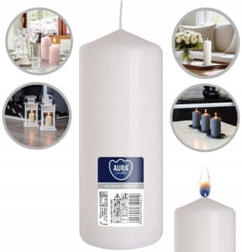 AURA Cilindrična svijeća Bijela 48h sw60/150-090
