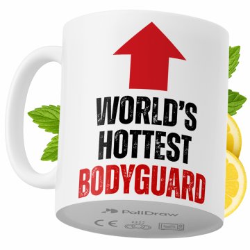Šalica za bodyguarda, smiješna i duhovita, za čaj i kavu, sa smiješnim grafičkim motivom, za rođendane, imendane i blagdane, premium šalica za posebne prilike, za dom, ured i posao, bijela, 330 ml
