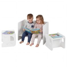 Northix Dječji set stola i stolica, 3 dijela, ploča za pisanje kredom, bijela