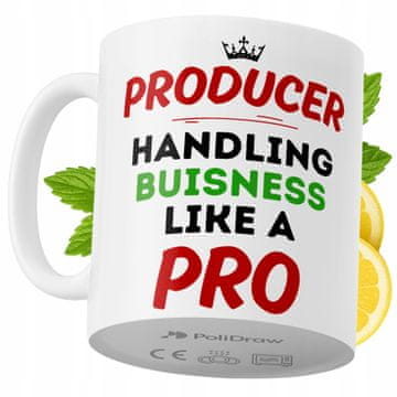 Šalica za producenta, duhovita humoristična šalica za kavu i čaj s humorističnim grafičkim dizajnom, za rođendane i blagdane, premium šalica za posebne prigode, za dom i ured, bijela, 330 ml