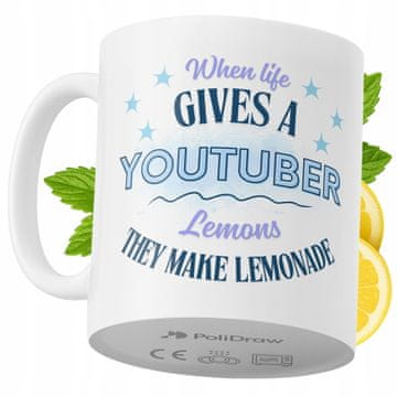 Šalica za YouTubera, smiješna i humoristična šalica za kavu ili čaj, s tekstom i grafikom, za rođendane i imendane, premium šalica za posebne prilike, za dom, ured i posao, bijela, 330 ml