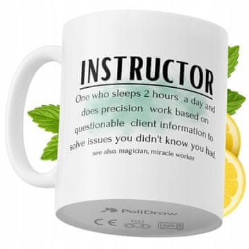 Šalica za instruktora, smiješna i humorna šalica za kavu ili čaj sa smiješnim grafičkim dizajnom, za rođendane, imendane i blagdane, premium šalica za dom, ured i posao, bijela, 330 ml