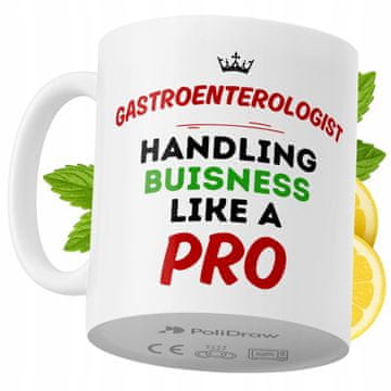 Šalica za gastroenterologa, smiješna i humoristična, s dizajnom i grafikom za rođendane, imendane i praznike, premium šalica za posebne prigode, za dom, ured i posao, bijela, 330 ml