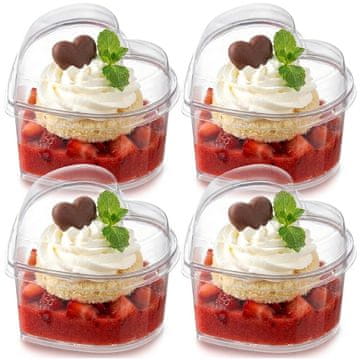 Northix Desertne čašice u obliku srca s poklopcima, 130 ml, set od 4