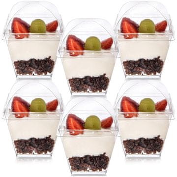 Northix Čaše za desert s poklopcima, 180 ml, set od 6