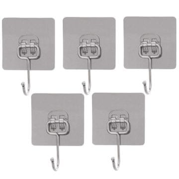 Northix Samoljepljive kuke od nehrđajućeg čelika, 6,5 cm, set od 5