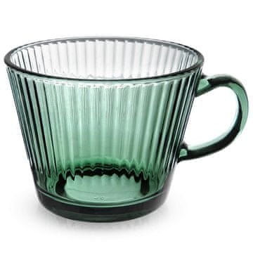 Northix Zelena rebrasta staklena šalica za kavu i čaj, 420 ml